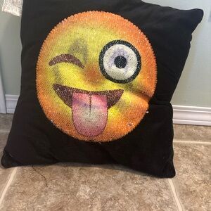 ✨Free With Purchase! Emoji Sequin Black Pillow
